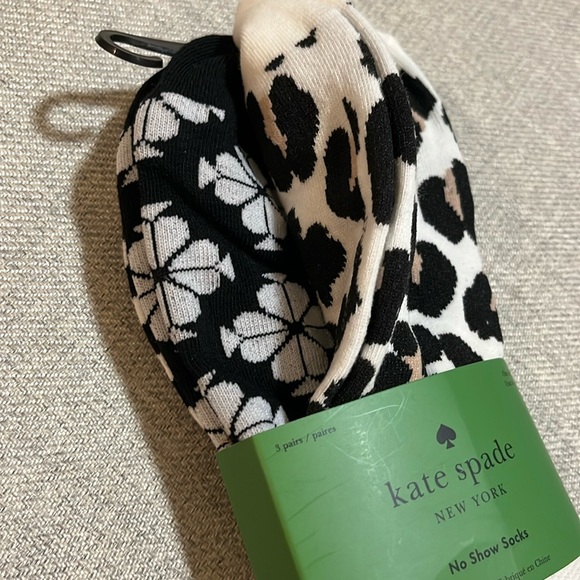 Kate Spade 3 pair No Show Socks - Animal Print, Stripes & Spade Flowers - Picture 3 of 4